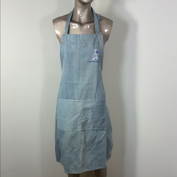 Disney Tops - Disney Gourmet Mickey Light Wash Denim Apron with Embroidered Character